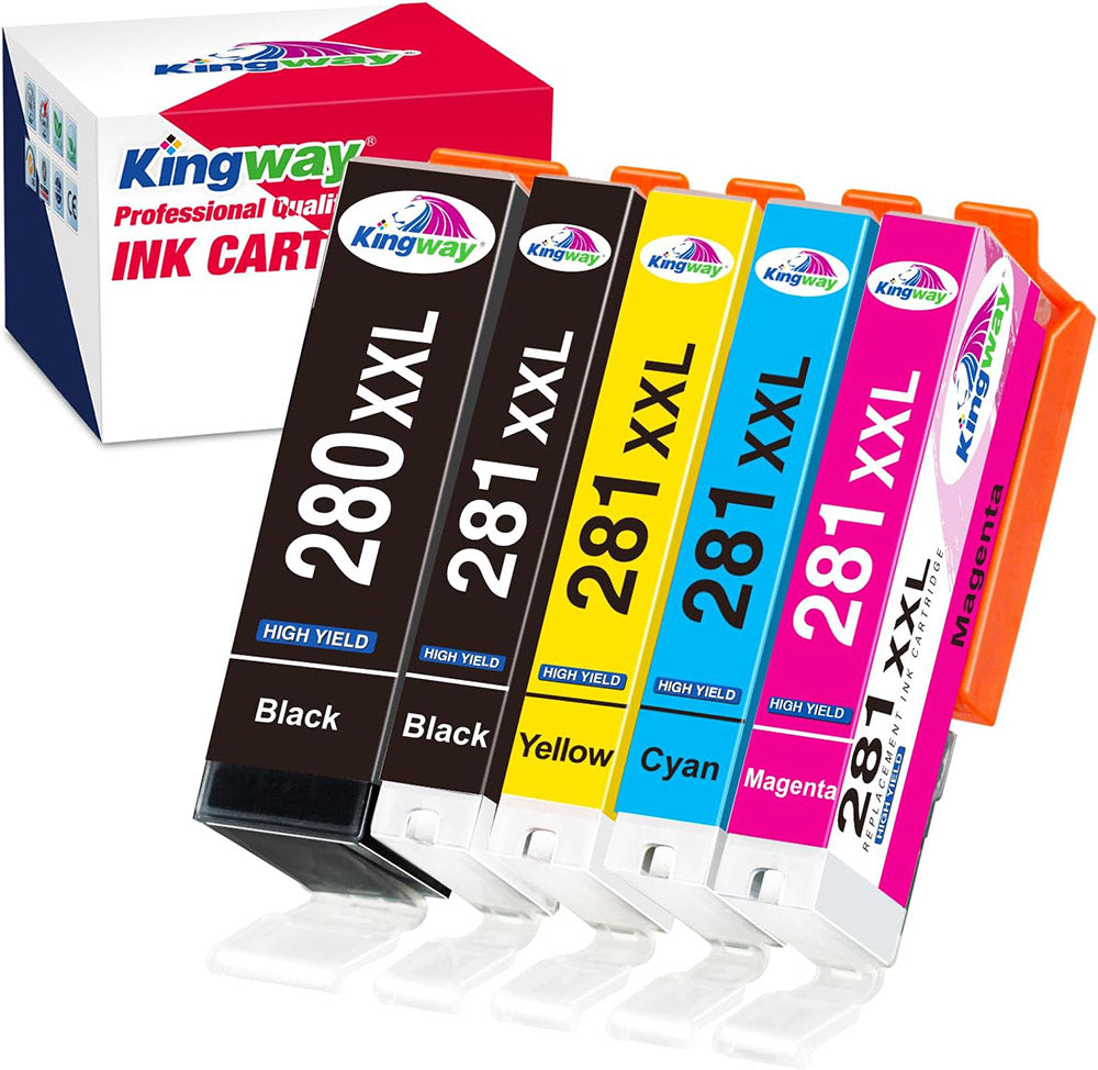 KINGWAY 280 281 Ink Cartridges XXL Replacement for Canon 280 and 281 Ink Cartridges Compatible with Canon Pixma TR8620a TR8620 TR8520 TS9521C ts6320 Printer