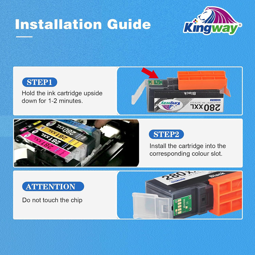 KINGWAY 280 281 Ink Cartridges XXL Replacement for Canon 280 and 281 Ink Cartridges Compatible with Canon Pixma TR8620a TR8620 TR8520 TS9521C ts6320 Printer